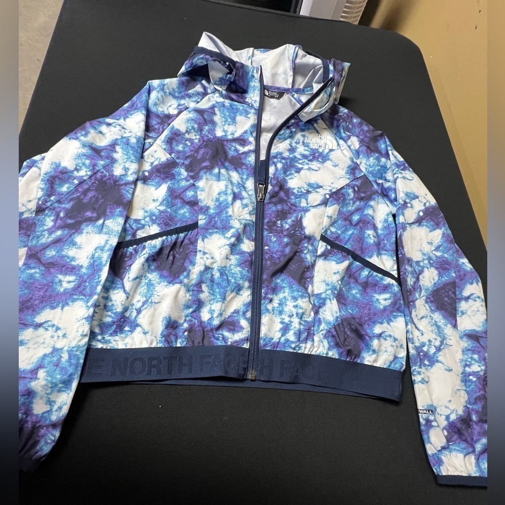 NORTH FACE GIRLS PRINTED ALTA VISTA RAIN JACKET W/ HOOD. PAISLEY PURPLE LARGE - Picture 1 of 10